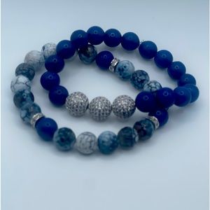 Bracelet /Blue & Gray with Silver trims